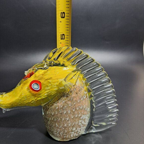 Murano Glass Horse Head Sculpture Silver Leaf Detailing Vintage Damaged - Picture 2 of 12